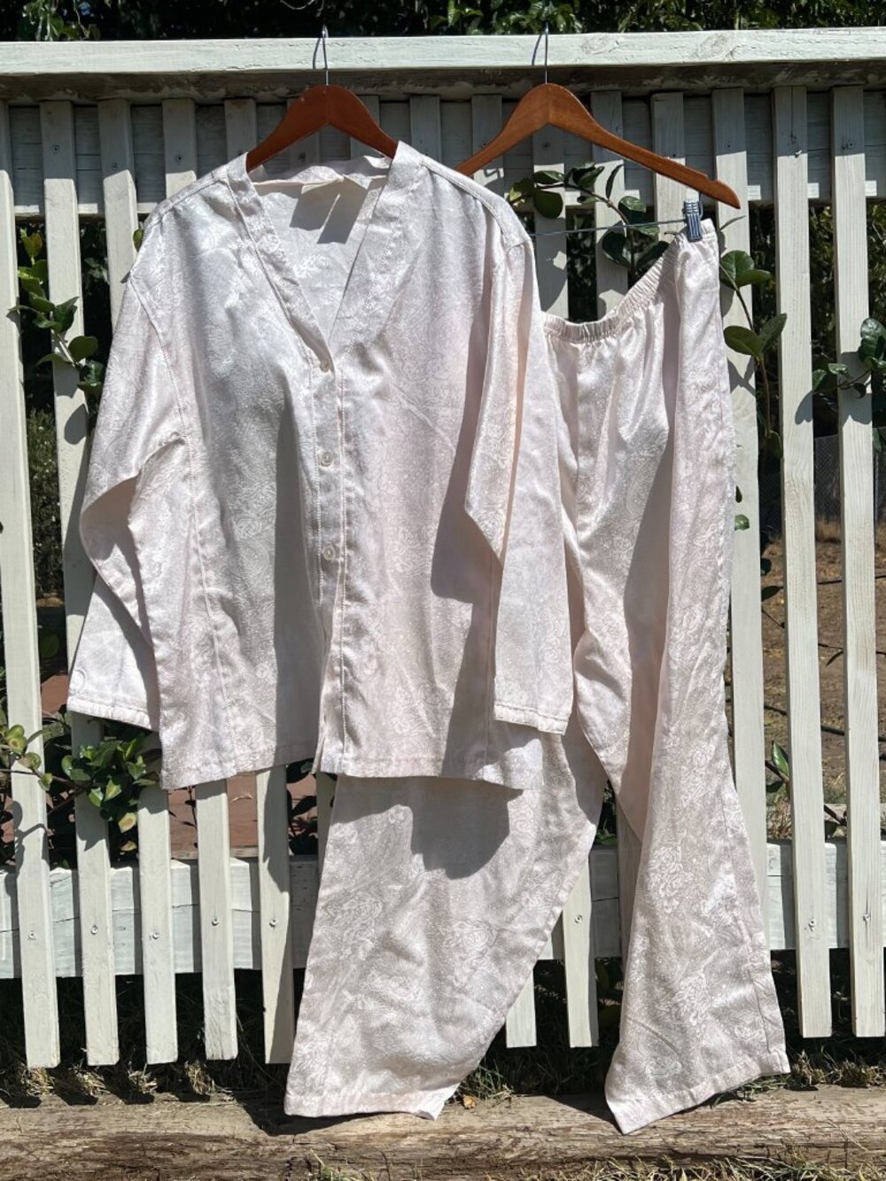 Vintage 90s Jaclyn Smith Pale Pink Satin Pajamas Plus Size XL 2X